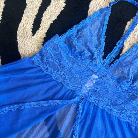 PINK Victoria’s secret blue mesh lingerie top - Picture 2 of 4